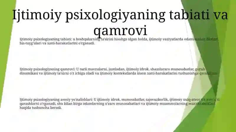Sotsial Psixologiya Fanining Asosiy Yònalishlari 2