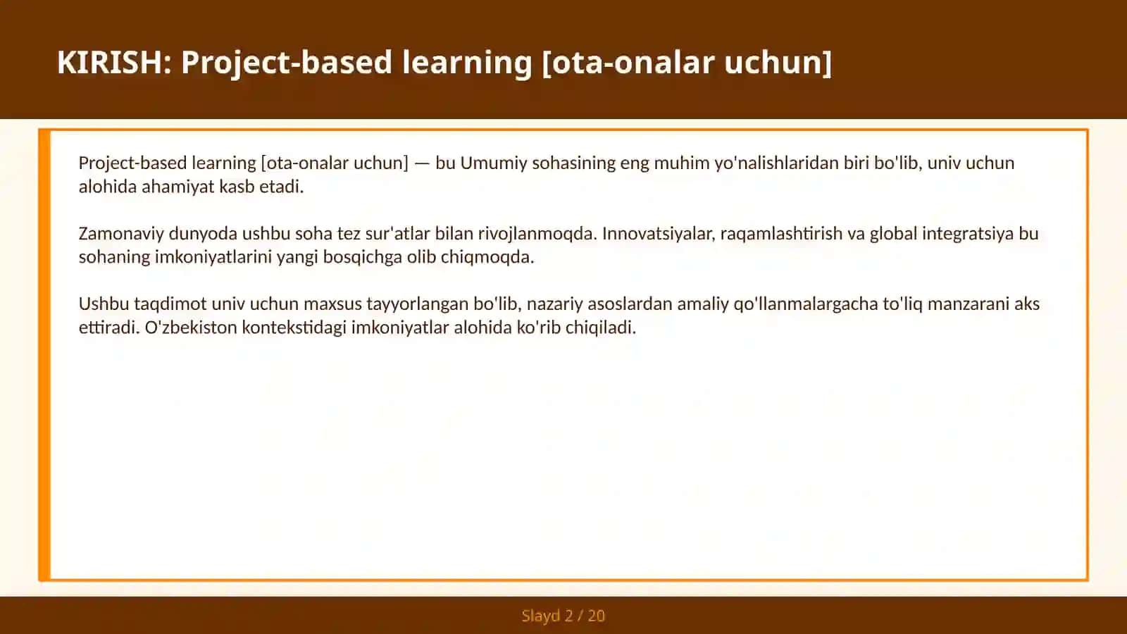 Project-based learning [ota-onalar uchun] 2