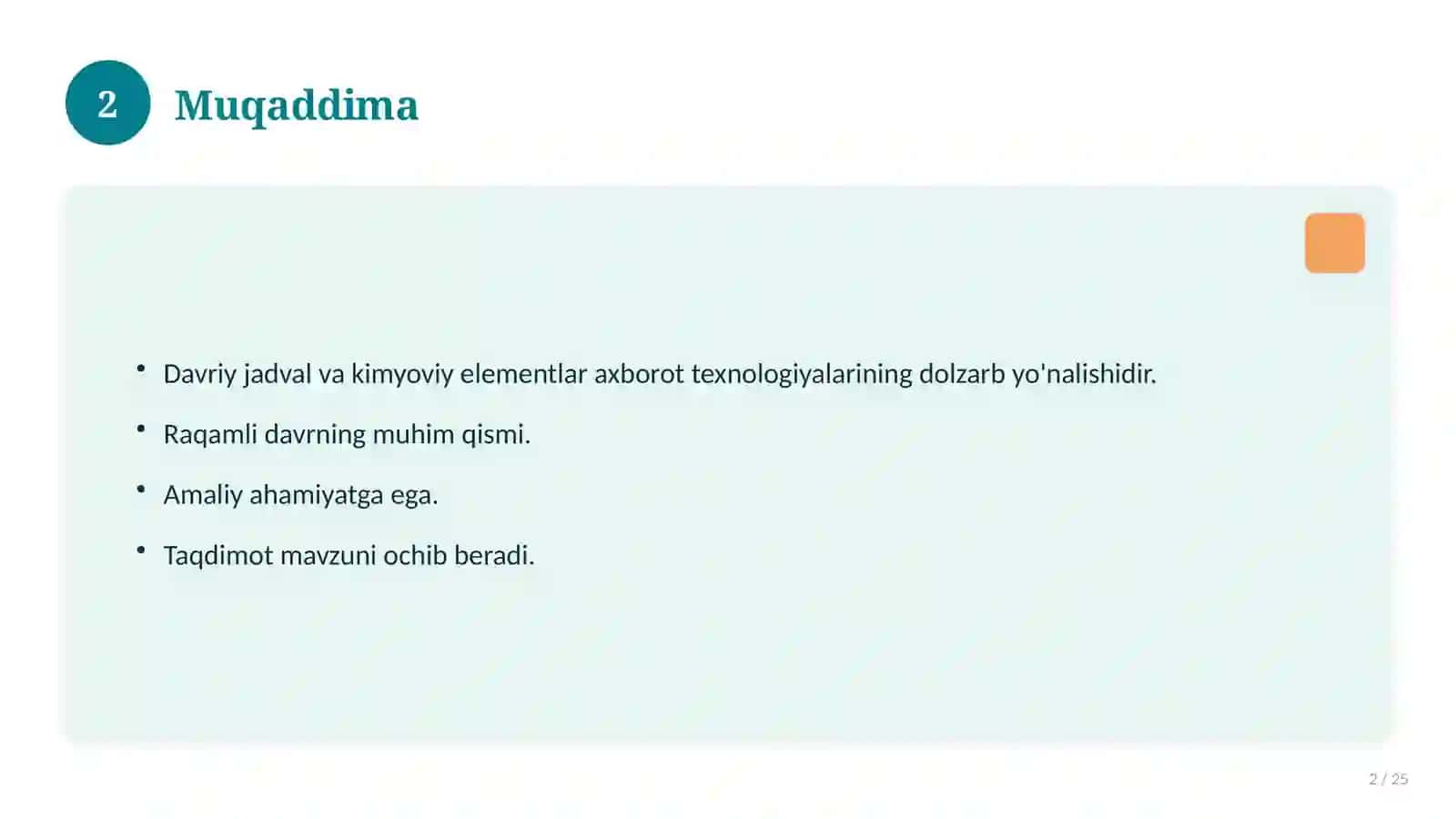Davriy jadval va kimyoviy elementlar 2
