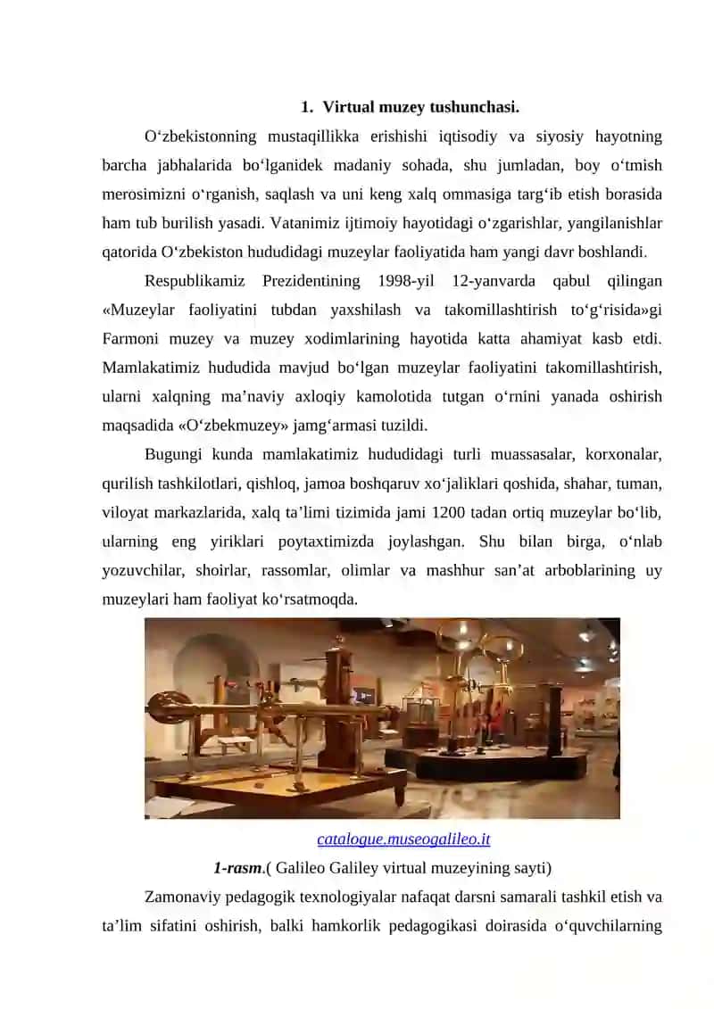 Virtual muzeylar va ularning ahamiyati 2