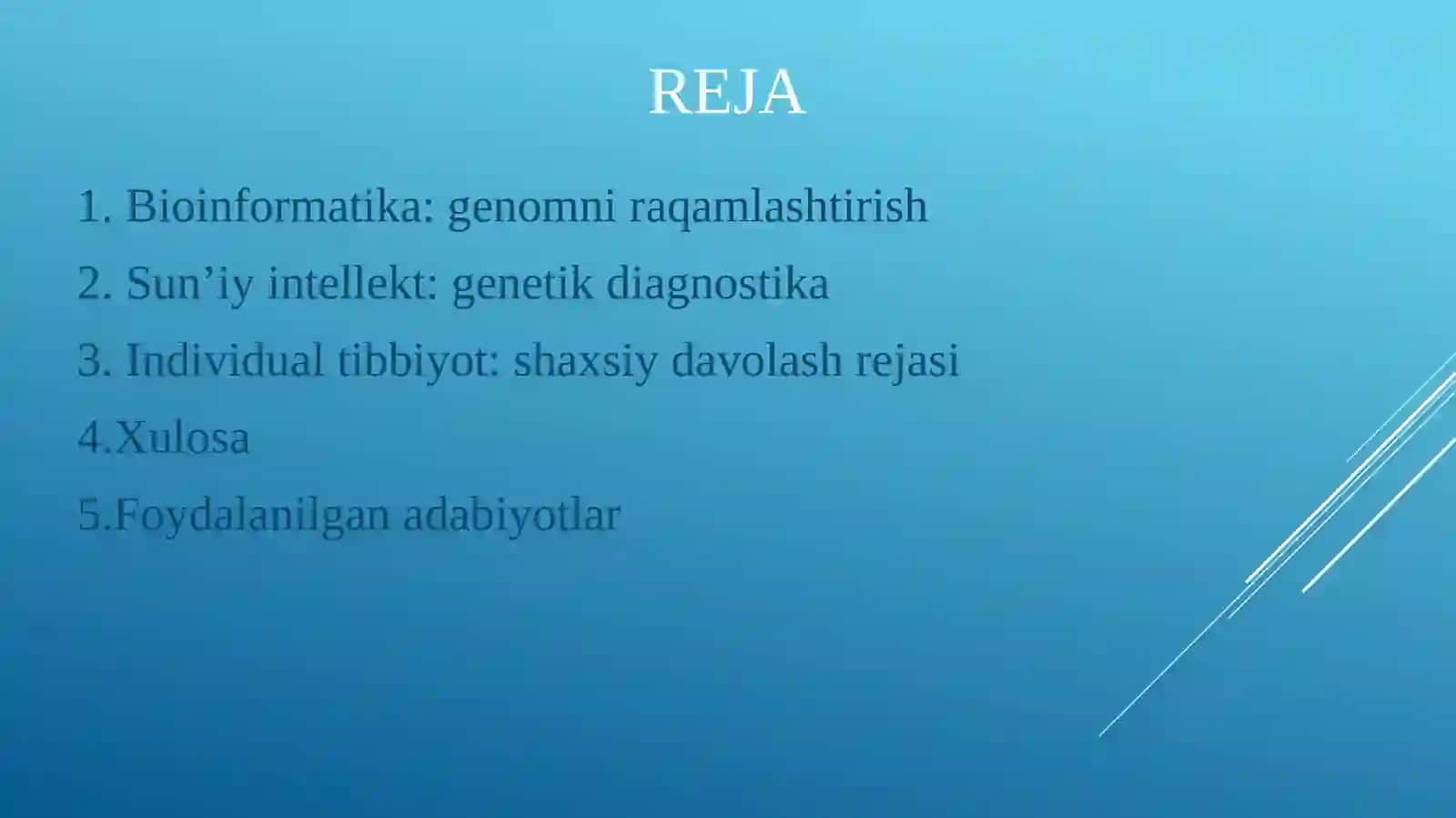 “Genomtahlilidasun’iyintellektvabioinformatikaningqo‘llanilishi” 2