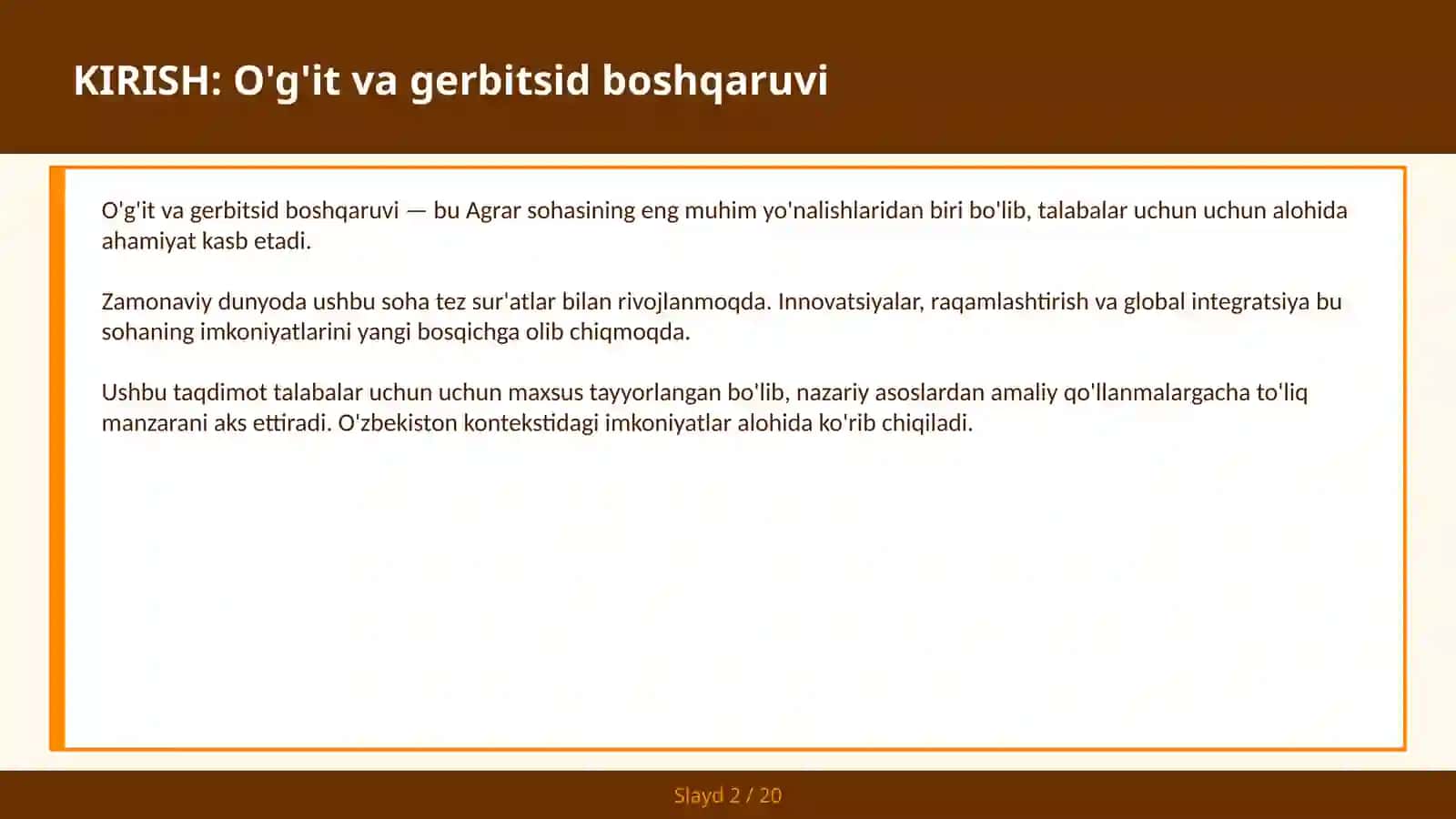 O'g'it va gerbitsid boshqaruv 2
