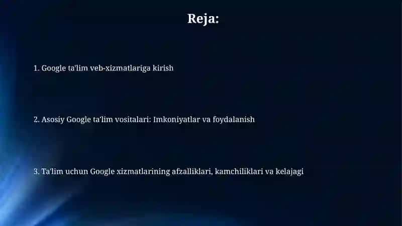 Google ta'lim web-xizmatlari 2