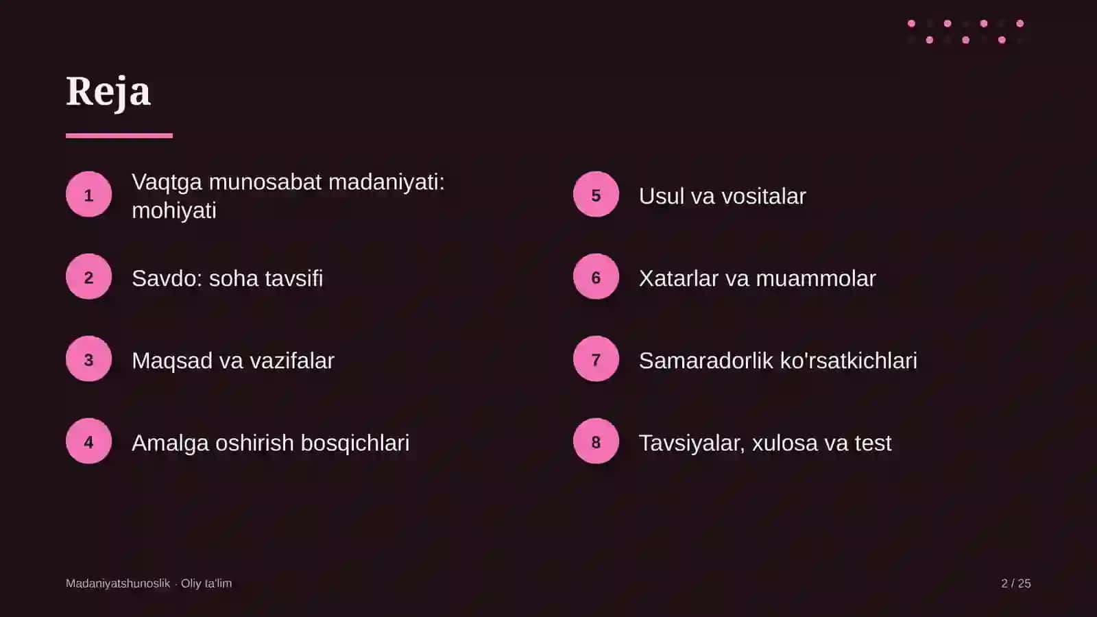 Savdoda vaqtga munosabat madaniyati 2