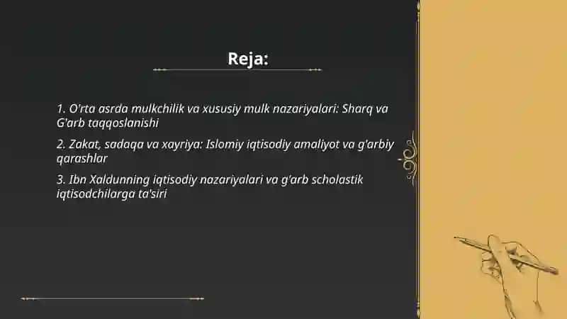 O'RTA ASRLAR IQTISODIY TAFAKKURI: SHARQ VA G'ARB MUTFAKKIRLARINING IQTISODIY QARASHLARI 2