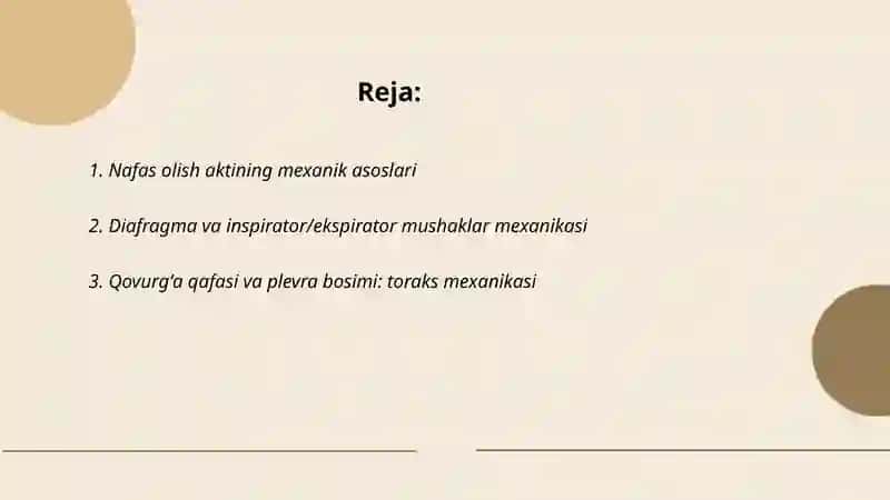 Nafas olish akti mexanikasi va markaziy boshqaruvi 2