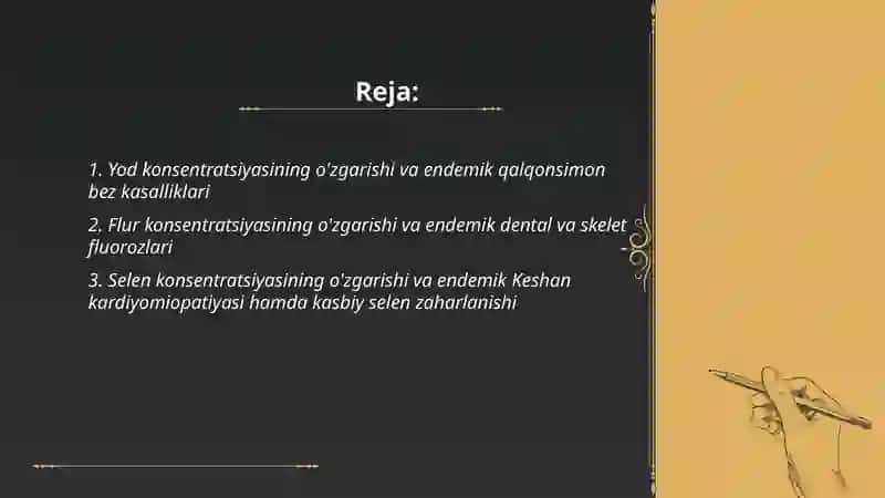 biogen elementlarni konsentratsiyasini o'zgarishi bilan bog'liq endemik va kasb kasalliklari 2