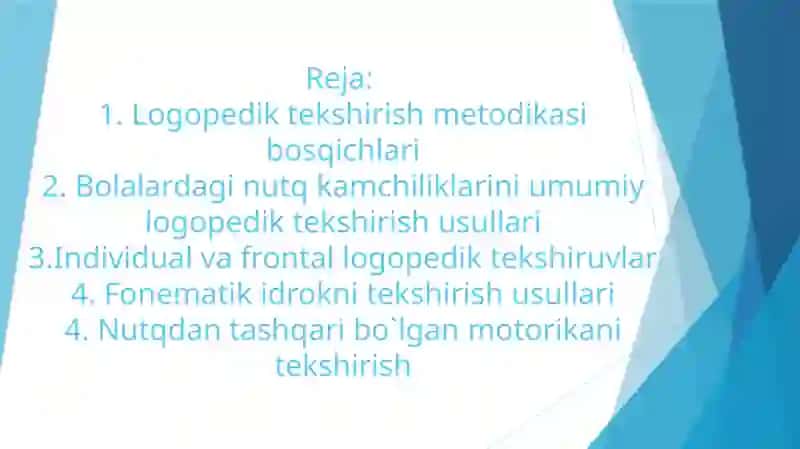 Tovush talaffuzidagi kamchiliklarda logopedik tekshirish metodikasi 2