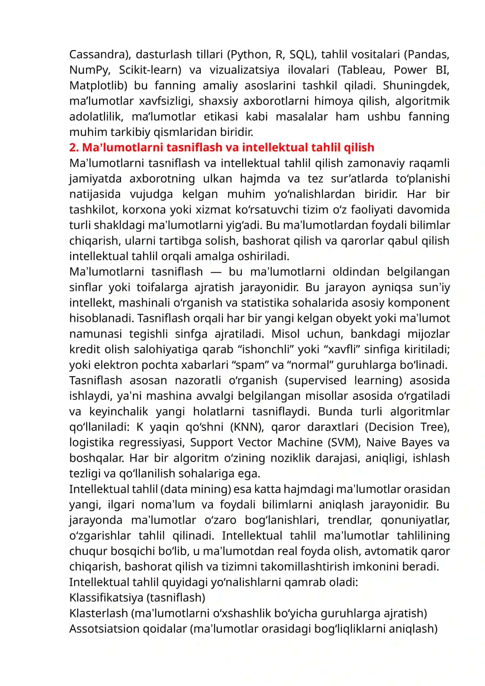 Big data va ma'lumotlar bazasi 2