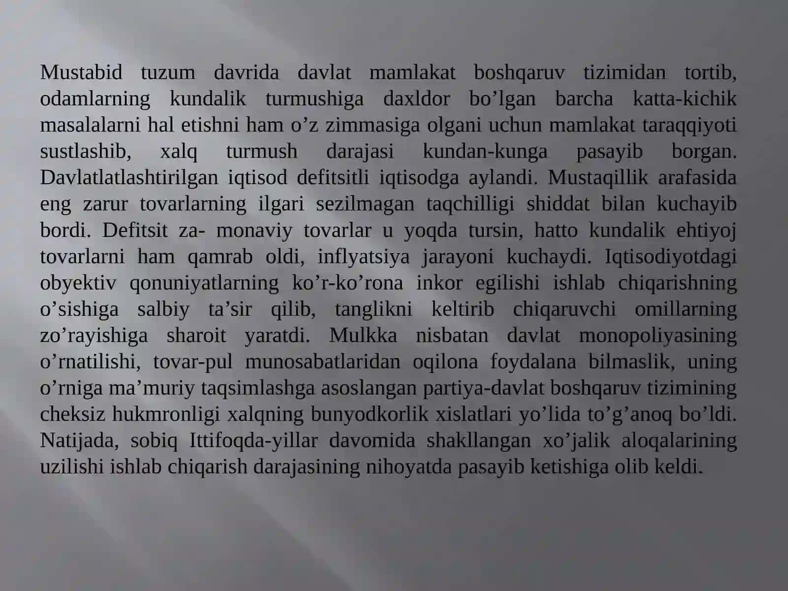 IQTISODIY ISLOHOTLARNING O‘ZIGA XOS TAMOYILLARI 2