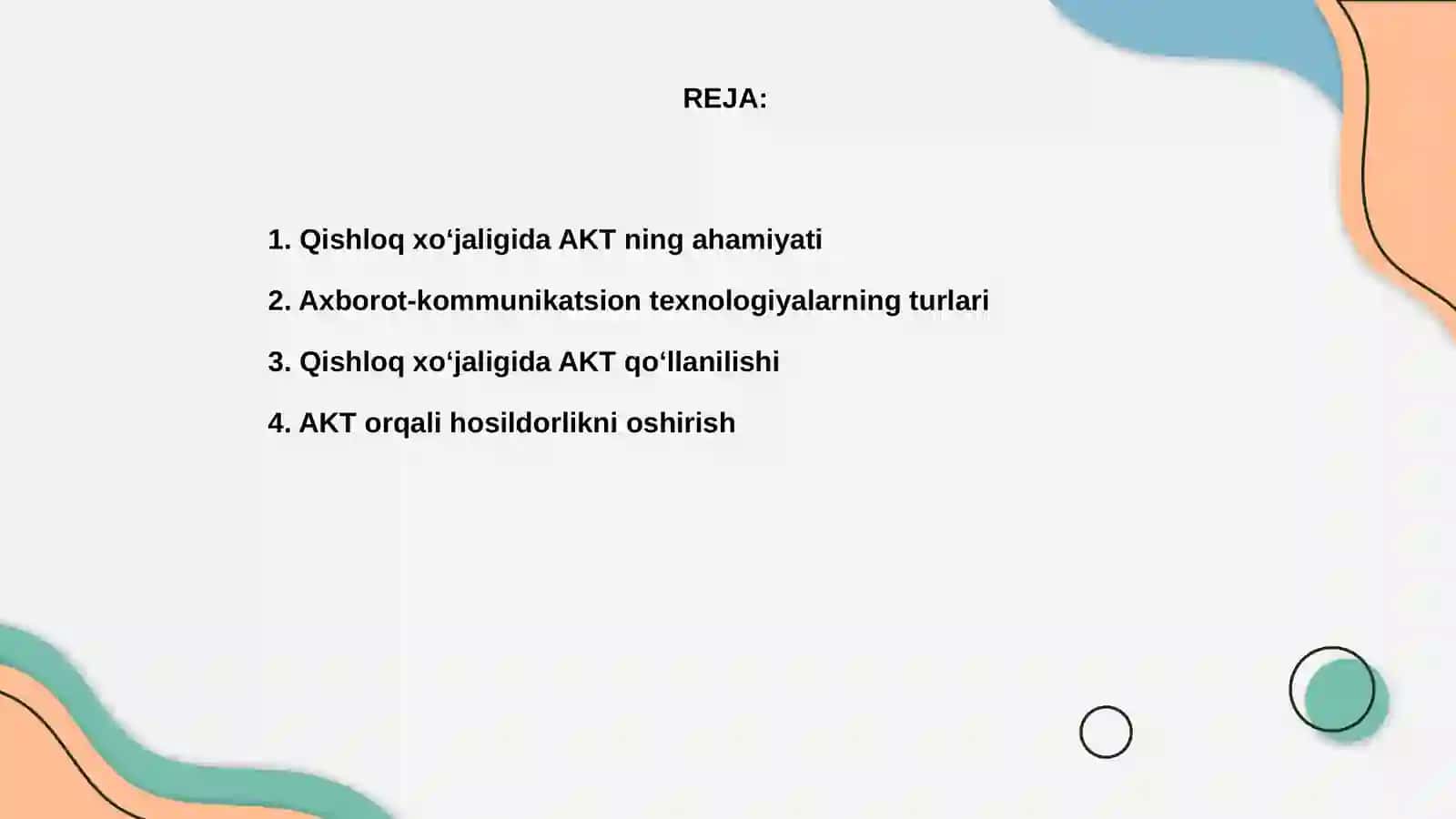 Qishloq xoʻjaligi axborot- kommunikatsion texnologiyalar asoslar 2