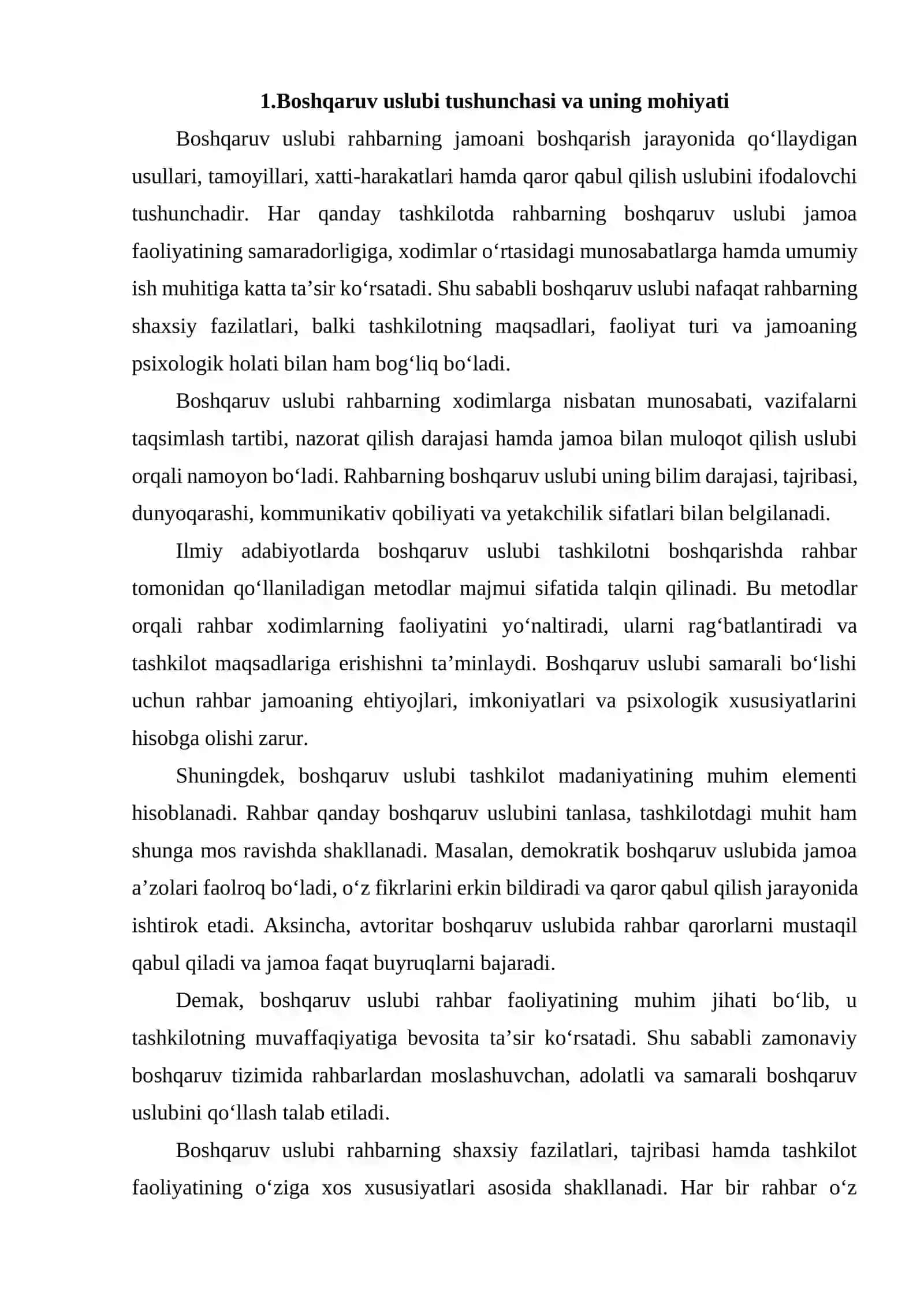 BOSHQARUV USLUBINING O'ZIGA XOS XUSUSIYATLARI 2