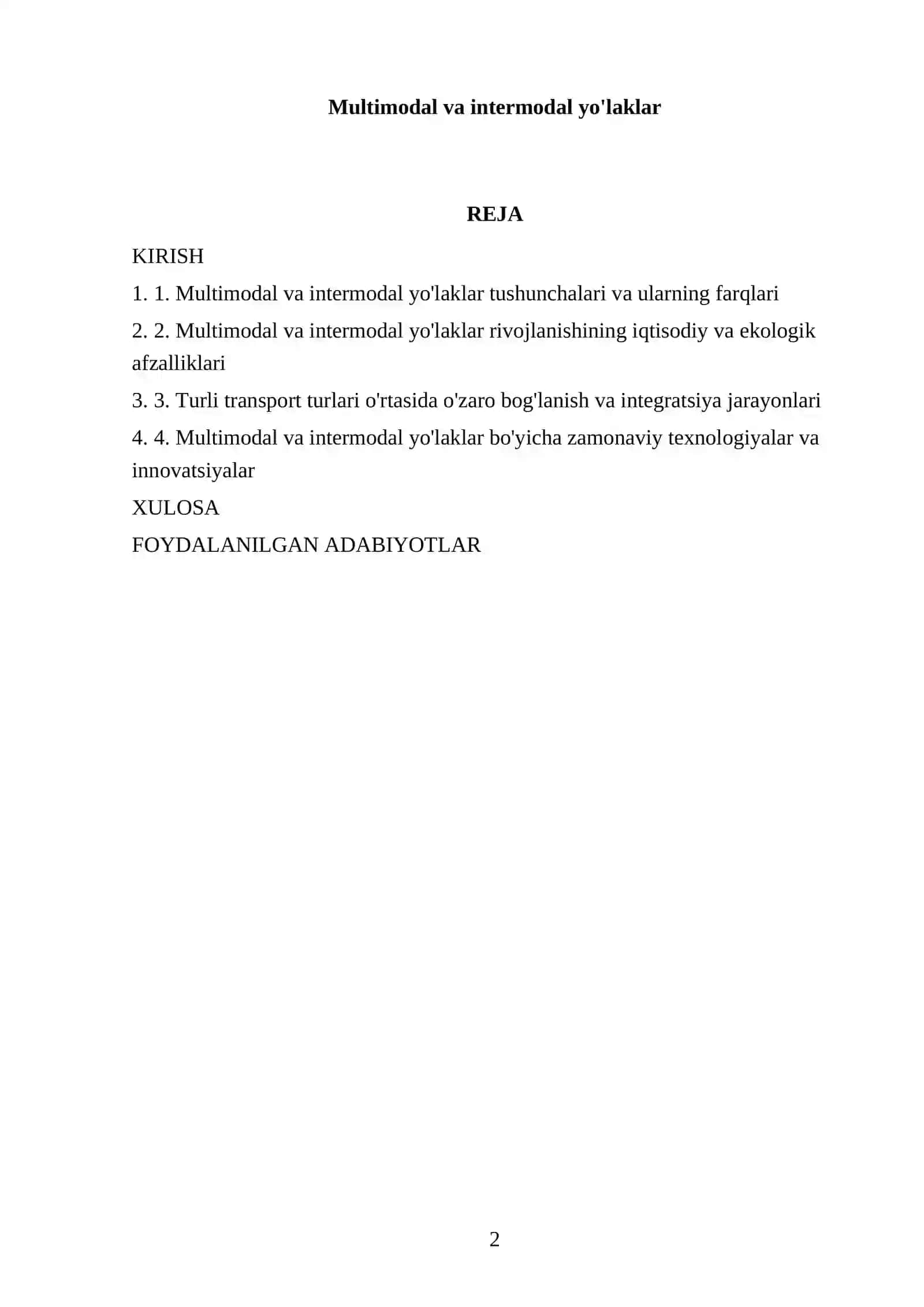 XALQARO LOGISTIKA FANIDAN TAYYORLAGAN MUSTAQIL ISHI 2
