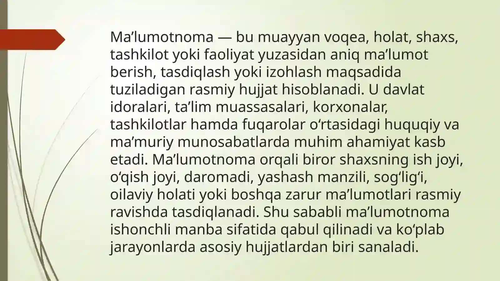 Ma'lumotnoma va uning turlarini o'zaro tahlil qilish 2