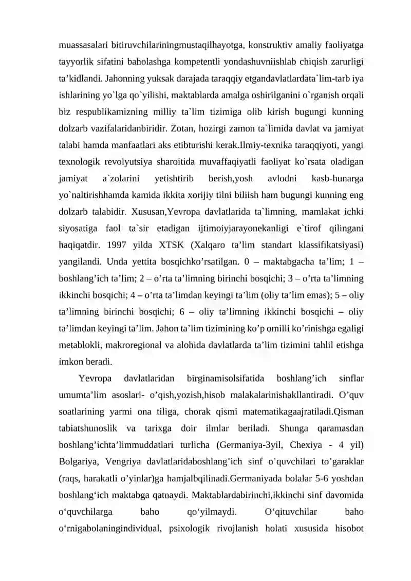 Yevropa mamlakatlarida uzluksiz ta'limni tashkil etish tajribasi 2