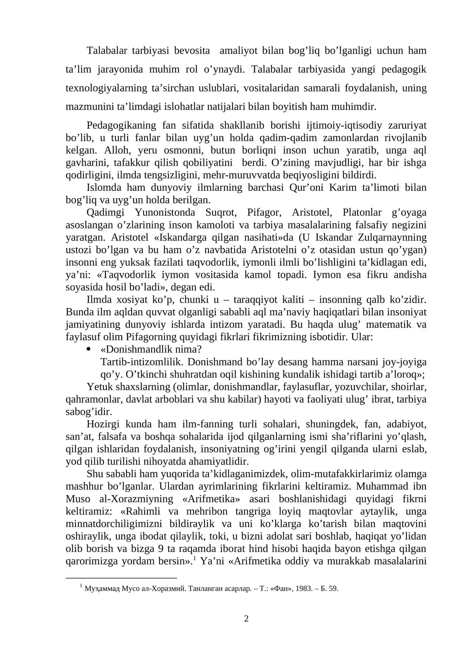 BARKAMOL AVLOD SHAKLLANISHIDA USTOZ-SHOGIRD TIZIMINING ROLI 2