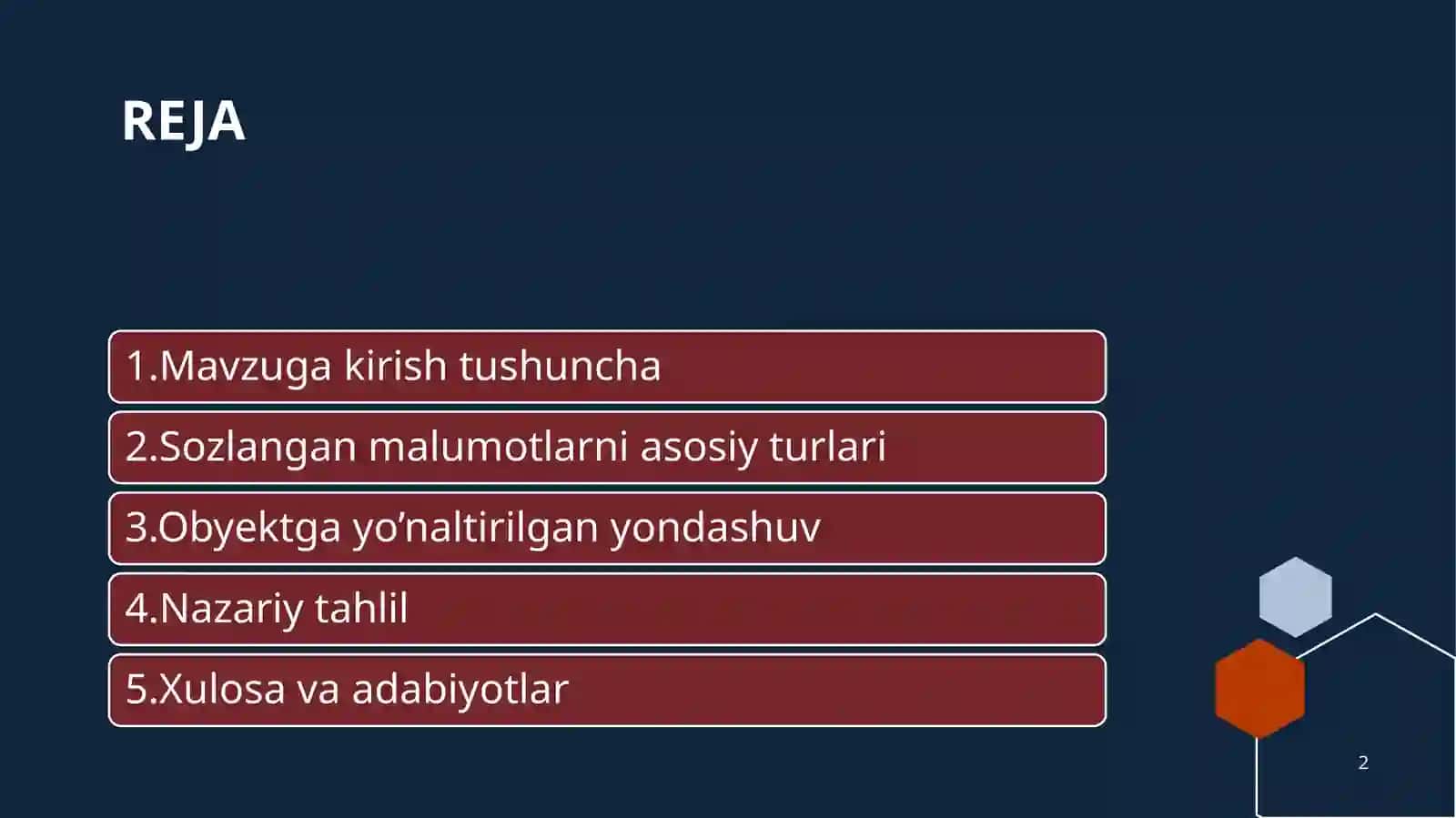 Malumotlar tuzilmasi va algoritmlar 2