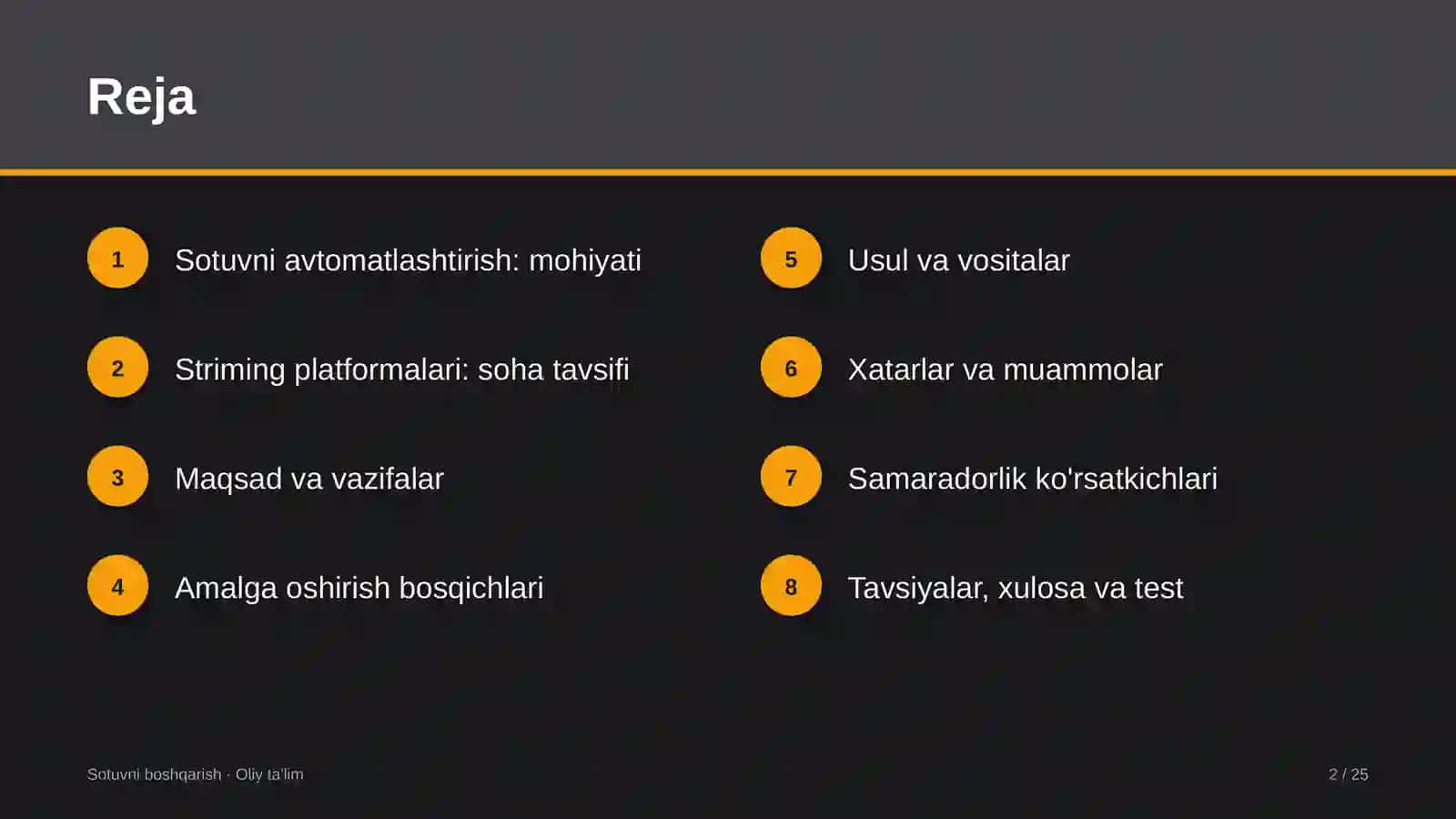 Striming platformalarida sotuvni avtomatlashtirish 2