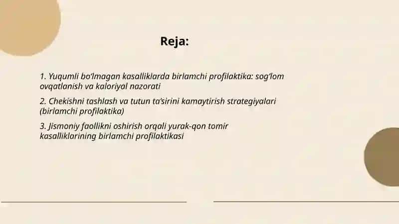 Yuqumli bo'lmagan kasalliklarning birlamchi, ikkilamchi, uchlamchi profilaktikasi 2