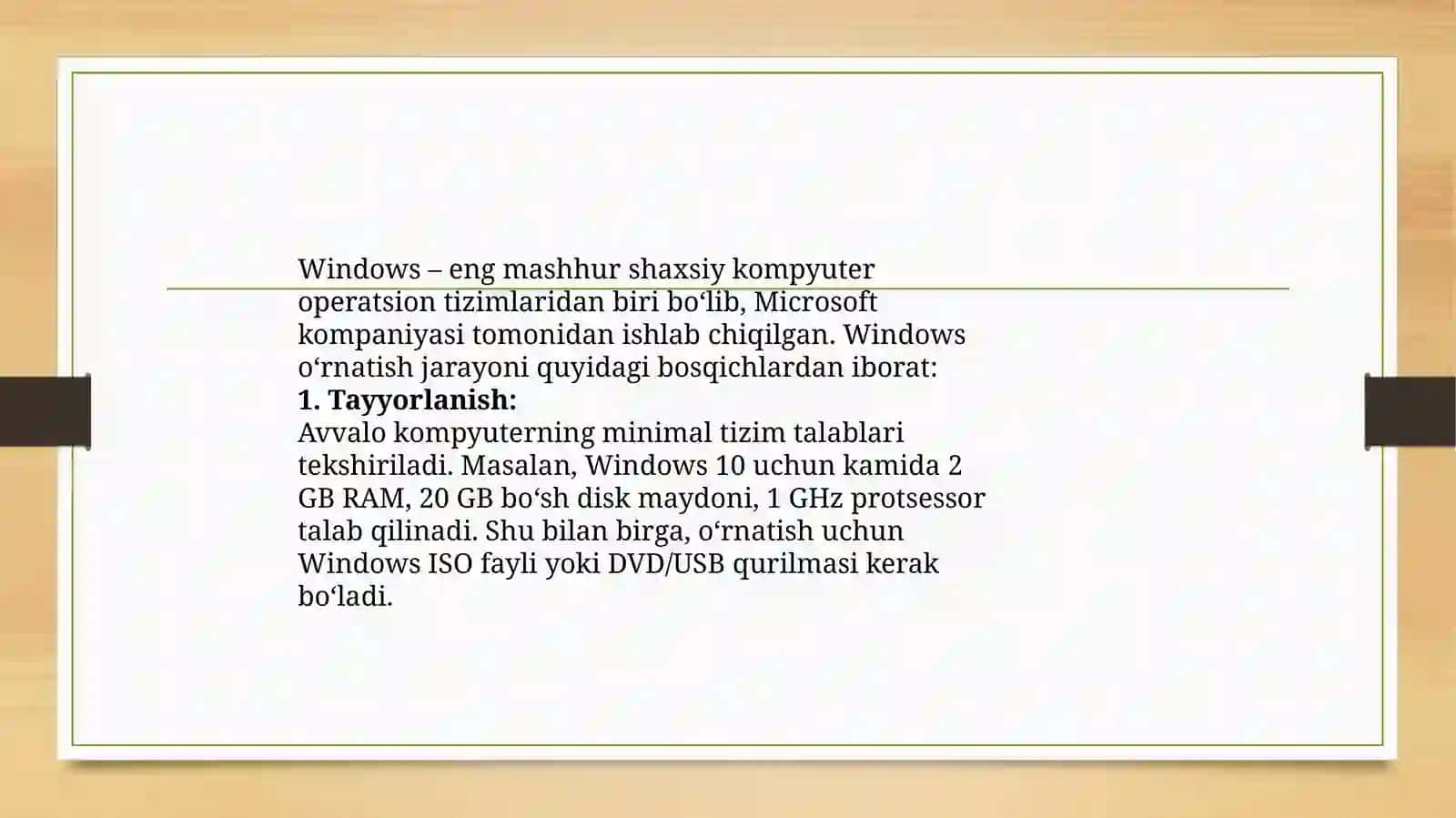windows operatsion tizimini kompyuterga o‘rnatish 2