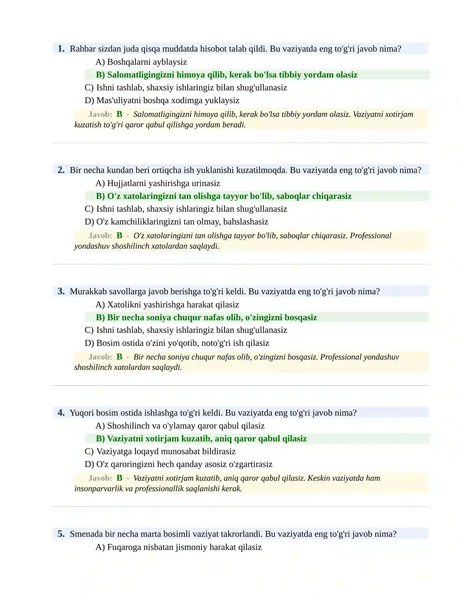 BOJXONA XIZMATIGA ISHGA KIRISH PSIXOLOGIK SINOV Testlari 2