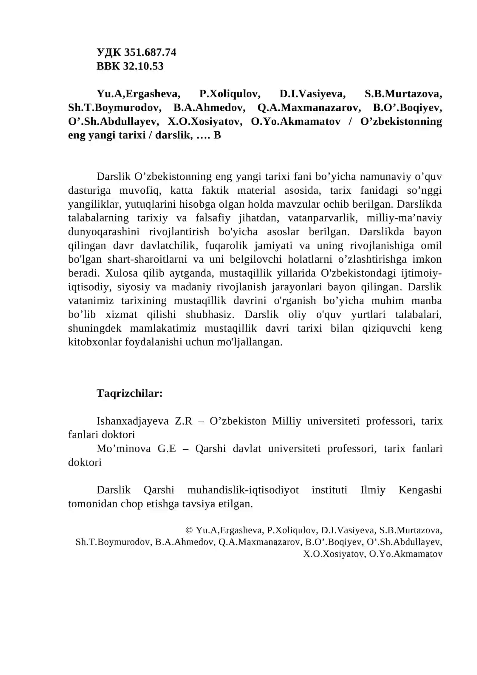 O’zbekistonning eng yangi tarixi 2