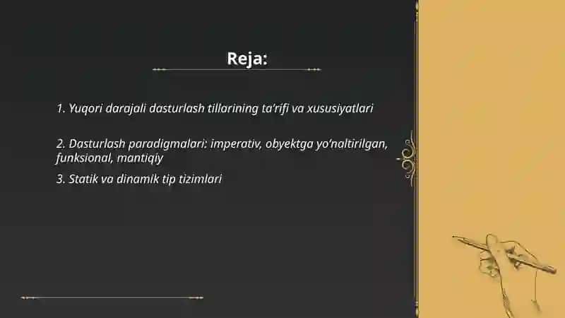 Yuqori darjali dasturlash tillari 2