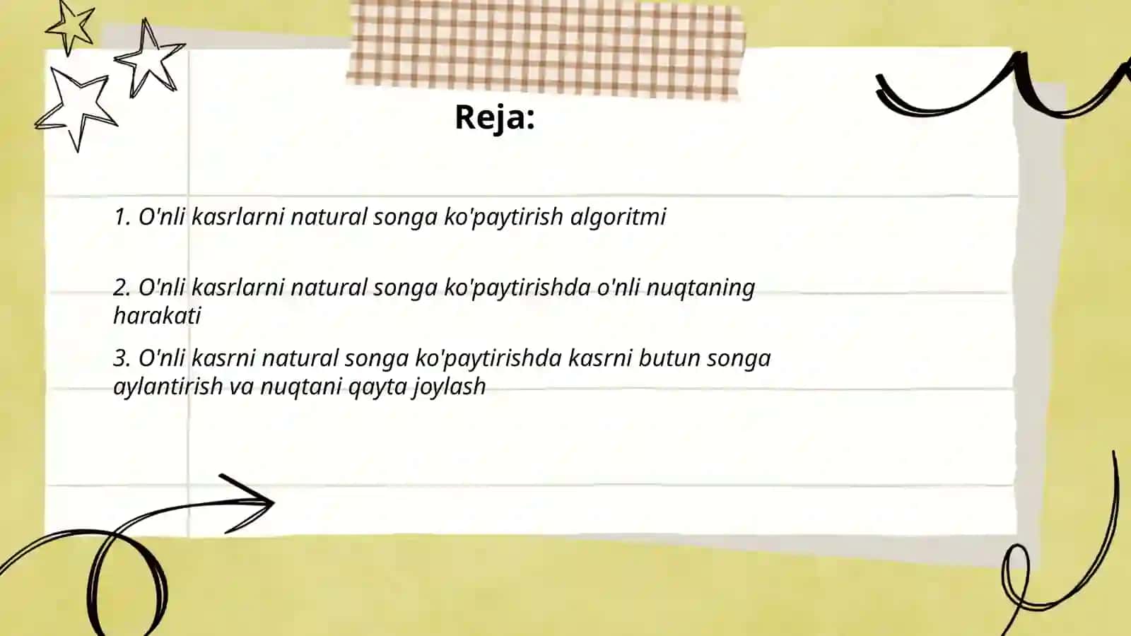 O'nli kasrlarni natural songa ko'paytirish algoritmi 2