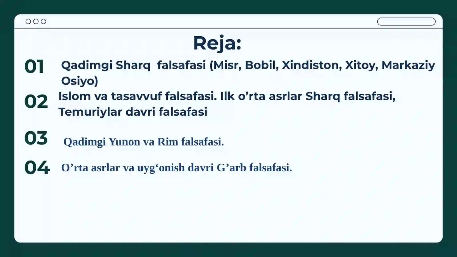 Sharq va G`arb falsafasi 2