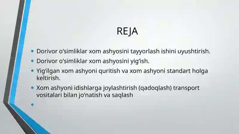 Xalq tabobatida dorivor o’simliklarni tayyorlash, saqlash va ishlov berish usullari 2