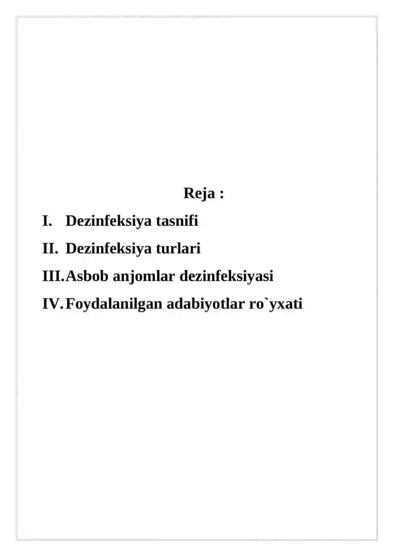 Dezinfeksiya tasnifi. Dezinfeksiya turlari. Asbob-anjomlar dezinfeksiyasi 2