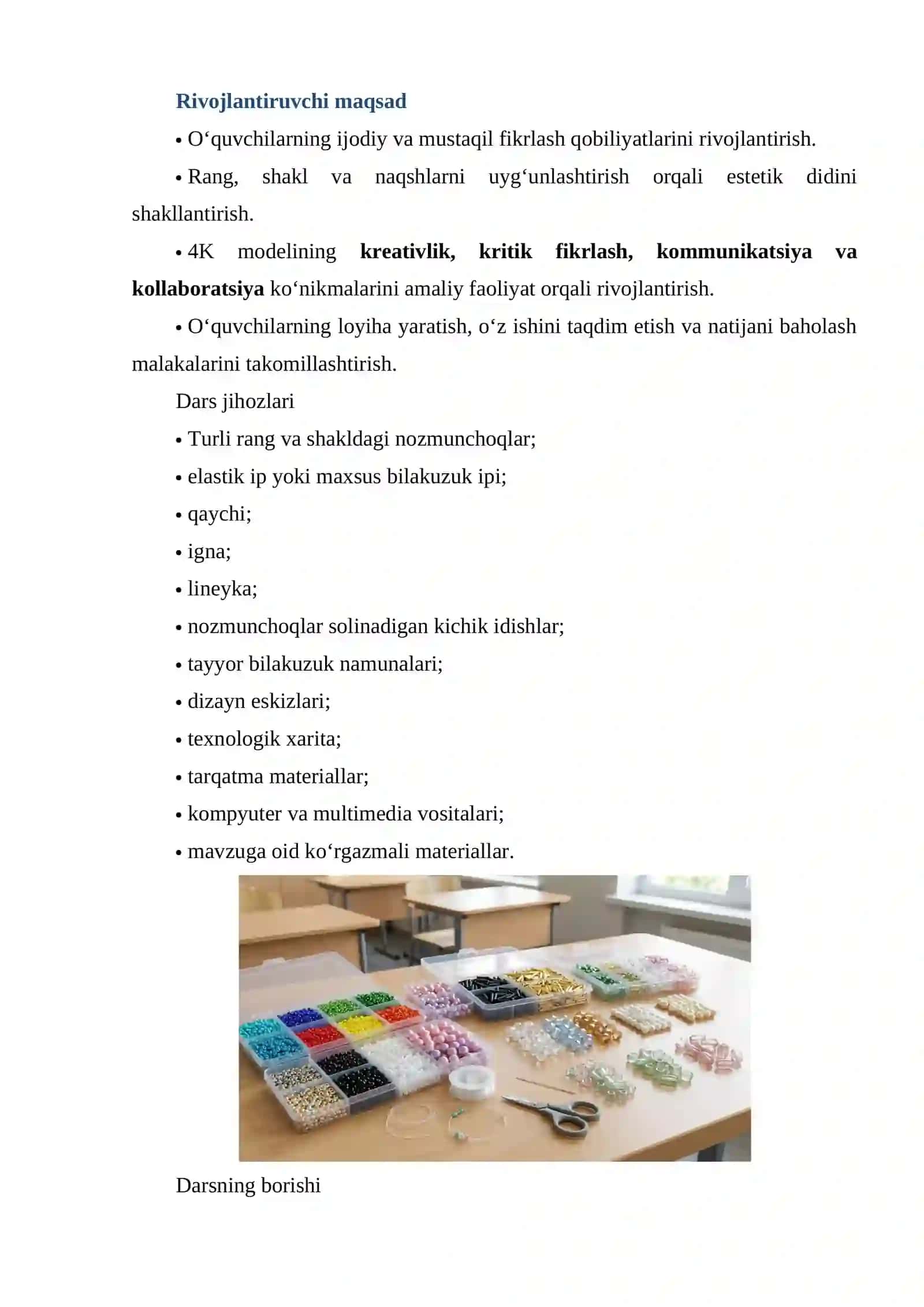 Nozmunchoqdan bilakuzuk yasash texnologiyasi 4K modeli asosida loyihalash 2