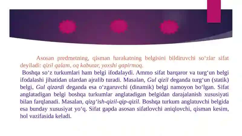 Sifat so'z turkumi 2