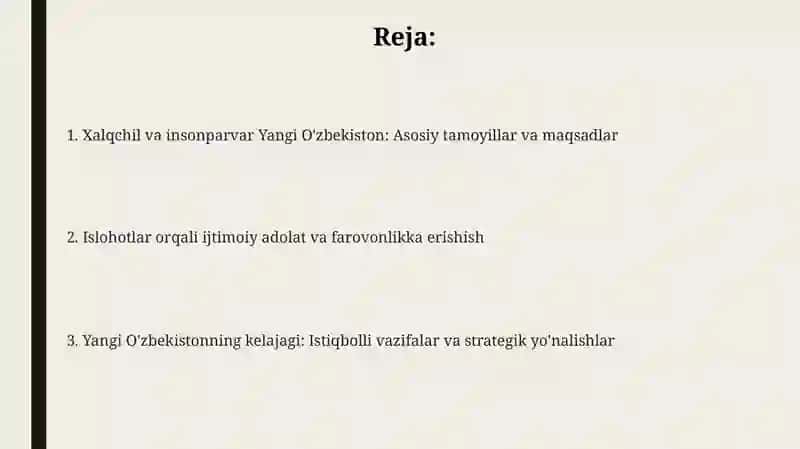 Yangi O'zbekiston xalqchil va insonparvar davlat qurishi jtimoiy siyosiyahamiyati 2
