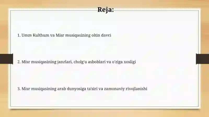 Misr musiqasi ummu kulsum va bosh ijodkorlar faoliyati 2