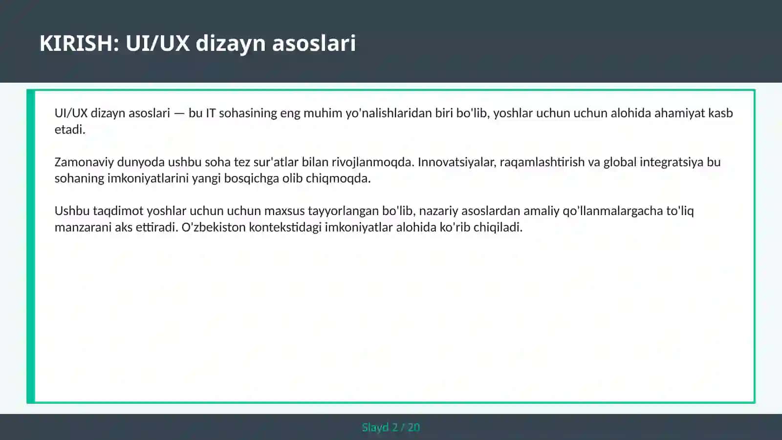 UI/UX DIZAYN ASOSLARI 2