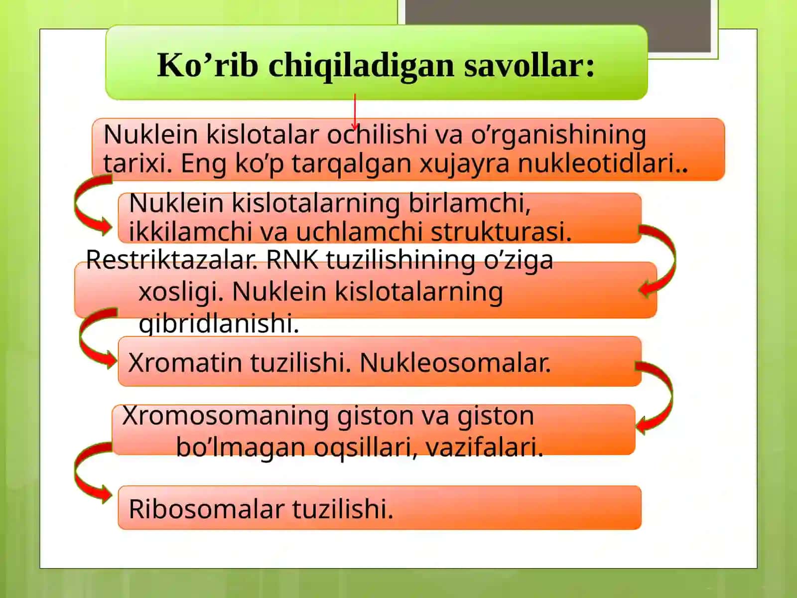 NUKLEIN KISLOTALAR TUZILISHI VA FUNKSIYALARI 2
