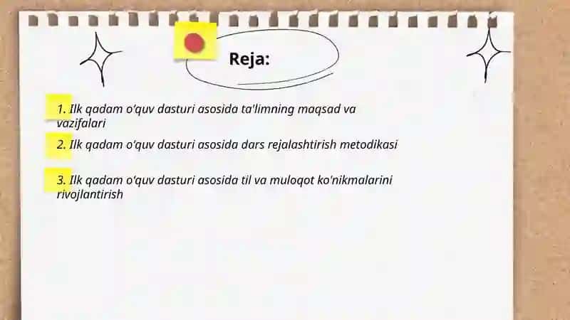 Ilk qadam oʻquv dasturi asosida 2