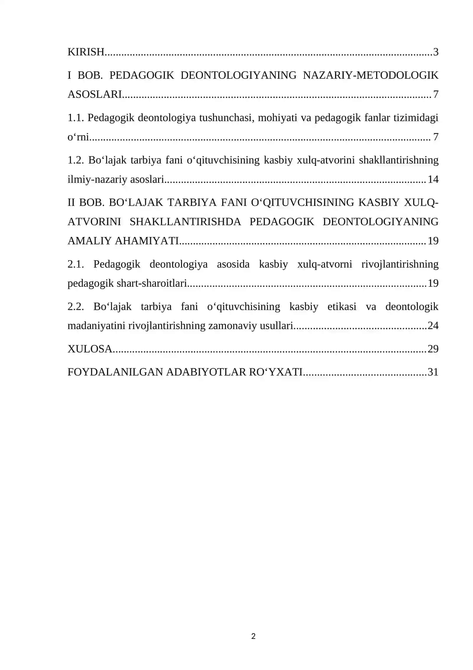 "PEDAGOGIK DEONTOLOGIYA BO‘LAJAK TARBIYA FANI O‘QITUVCHISINING KASBIY XULQ ATVORI SIFATIDA" 2