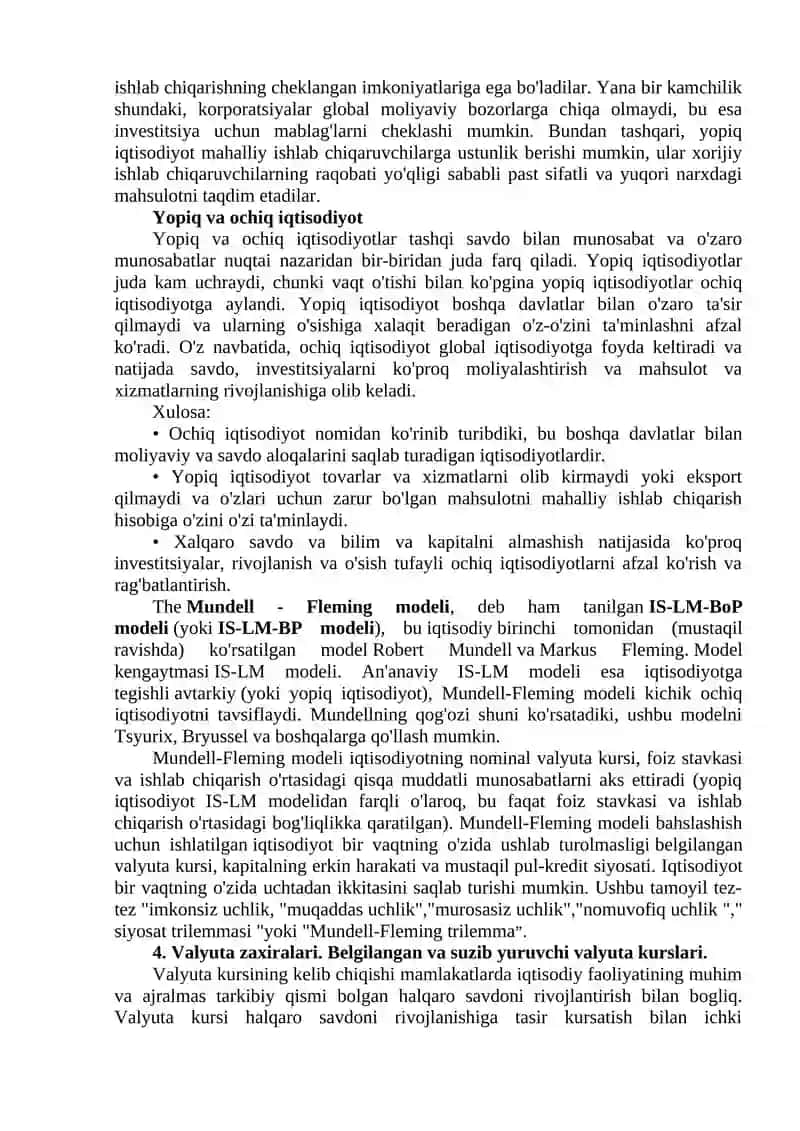 Ochiq iqtisodiyot modeli 2