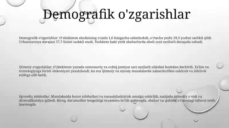 Oʻzbekistondagi Ijtimoiy Ozgarishlar 2