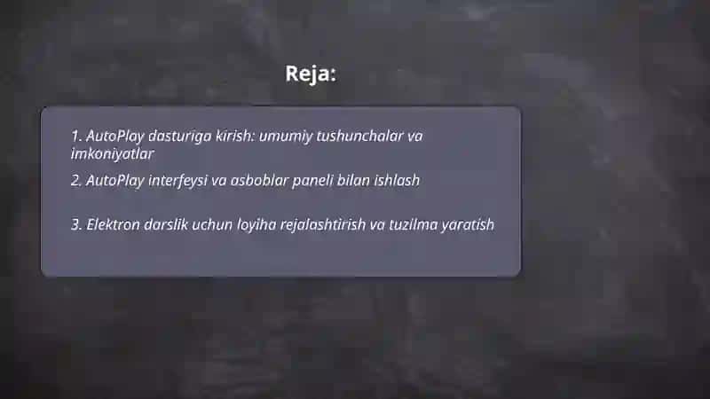 Mualliflik dasturlar yordamida elektron darslik yaratish (AutoPlay dastur yordamida) 2