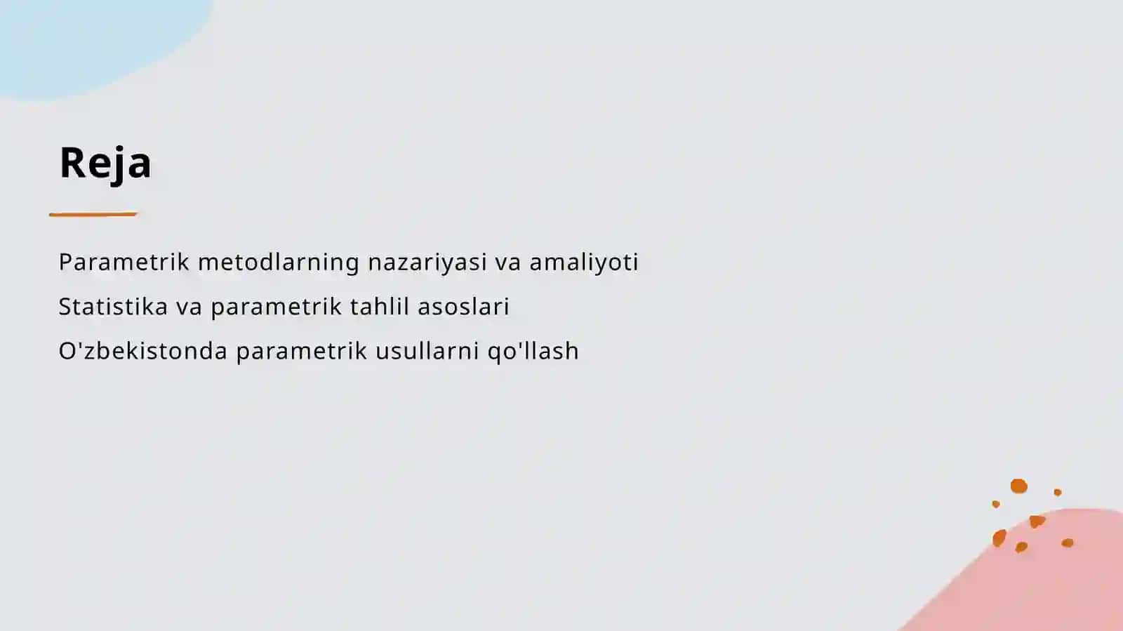 Parametrik metodlar haqida tushuncha 2