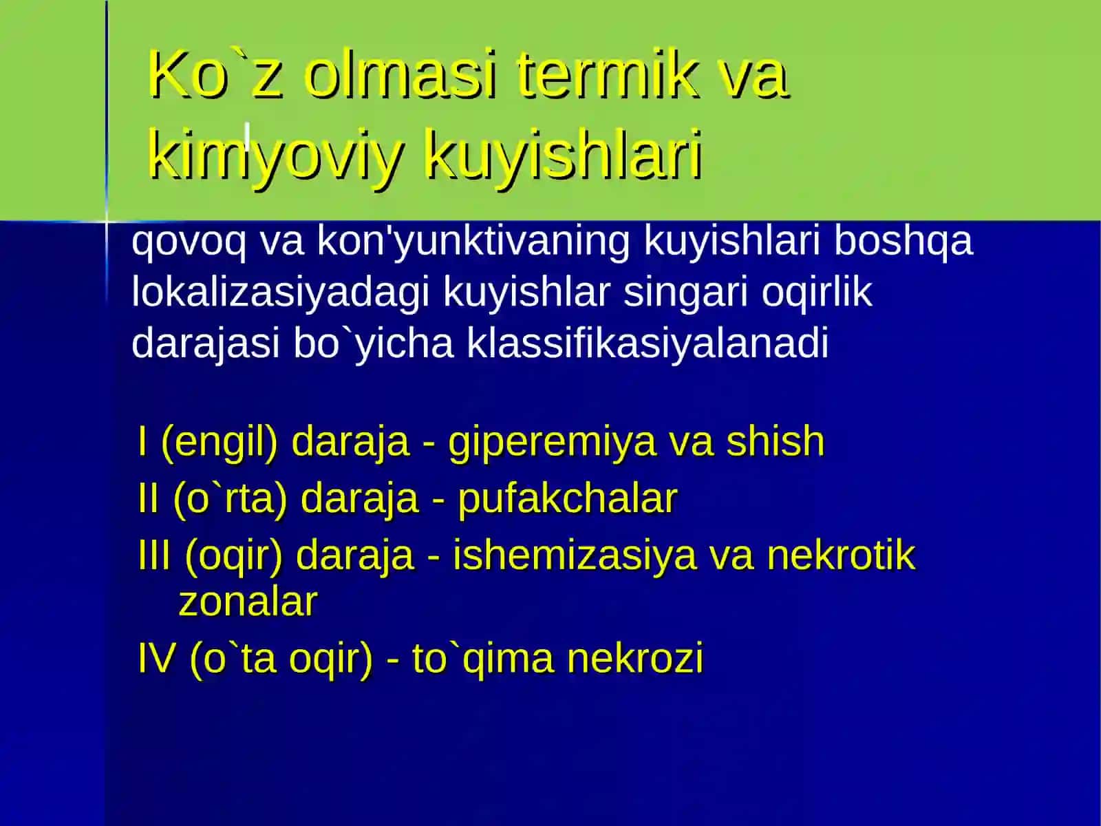 Ko`z olmasi termik va kimyoviy kuyishlari 2