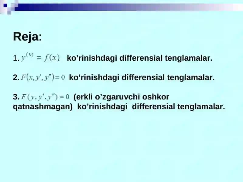 Yuqori tartibli differensial tenglamalar 2