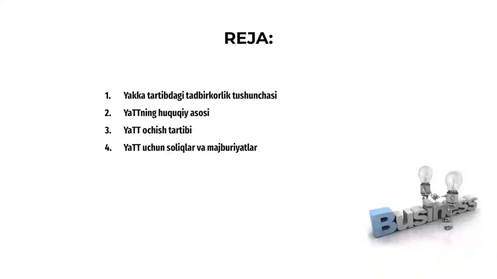 Yakka tartibdagi tadbirkorlik ( YaTT) 2