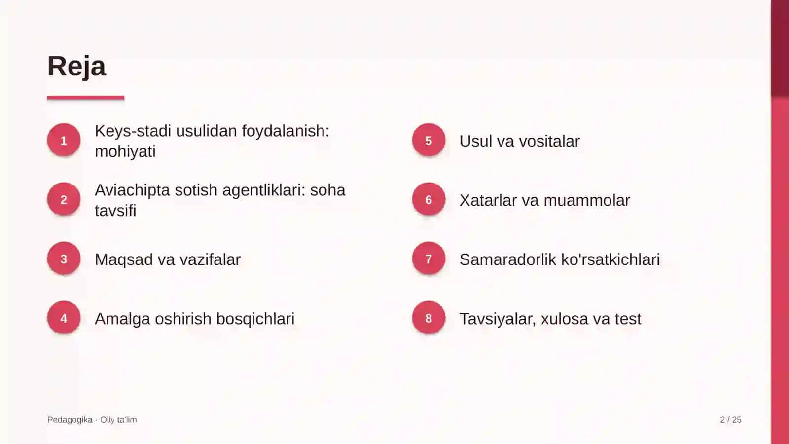aviachipta sotish agentliklarida keys stadi usulidan foydalanish 2872 2