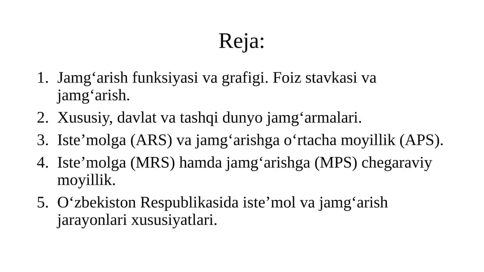 Jamgʻarish va isteʼmol 2