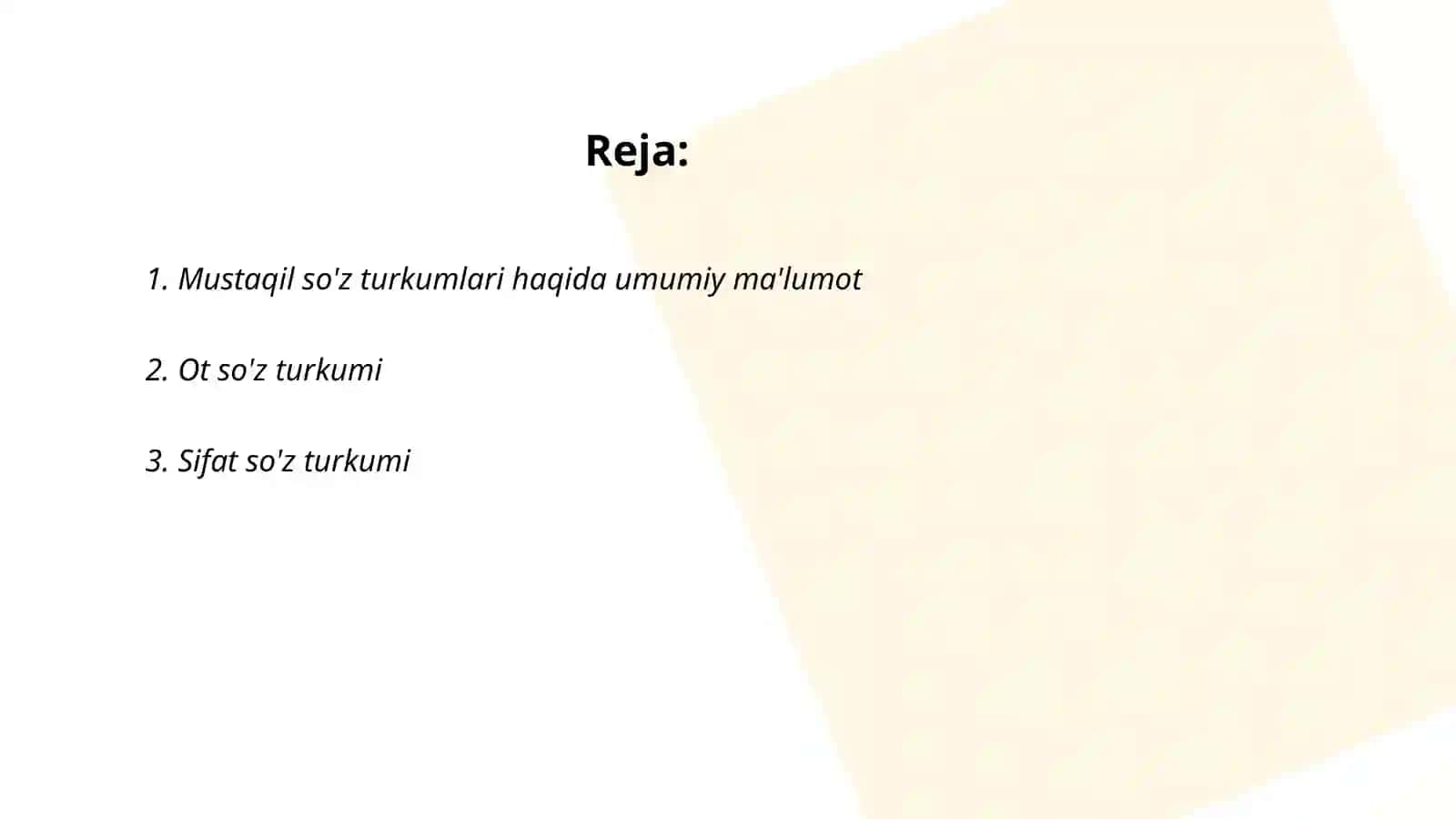 O'zbek tilida mustaqil so'z turkumlari 2