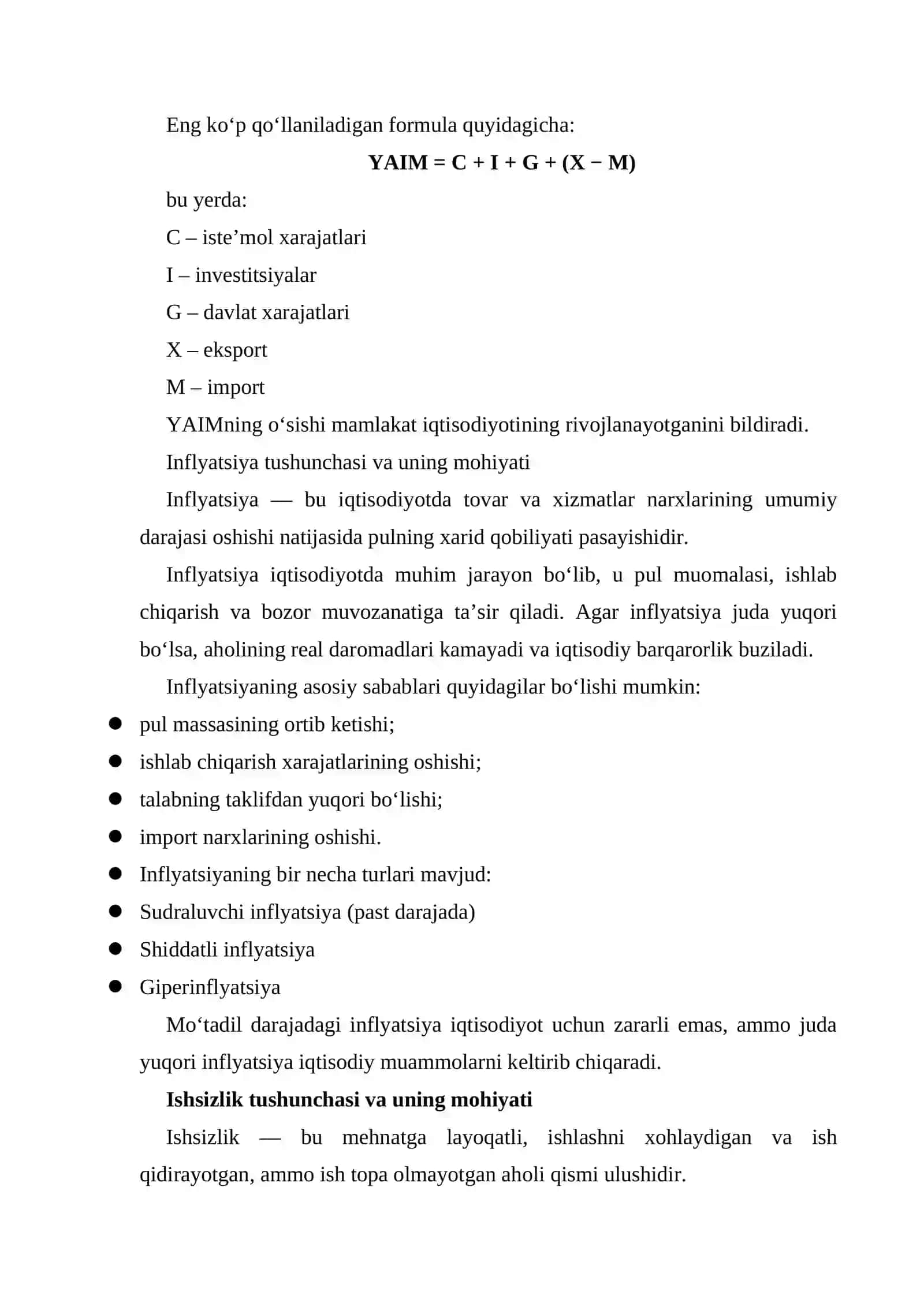 Asosiy makroiqtisodiy ko‘rsatkichlarning mohiyati va roli 2